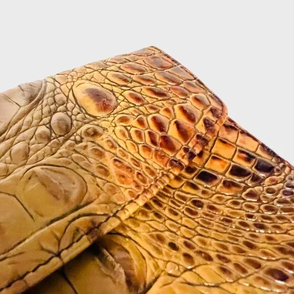 Brahmin Colette Croc Embossed Melbourne Leather-Vintage-Tri Fold Wallet/CheckBk - Picture 13 of 14